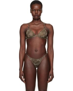 DIESEL Khaki Savage X Fenty Edition Camo-Lace-Plunge Bra - Brown