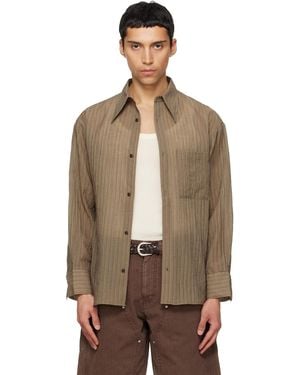 Tonywack Khaki Lyocell Oversized Stripe Shirt - Multicolour