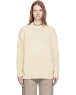 ARCH THE Off- Basic Round Neck Knit Sweater - Natural