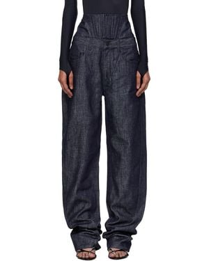 Mugler High-Waisted Corset Jeans - Black