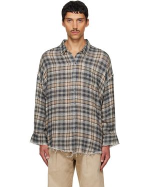 R13 Shredded Seam Drop Neck Shirt - Grey