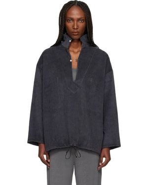 Bambou Roger Kwong Wide Cotton Corduroy Vareuse Turtleneck - Black