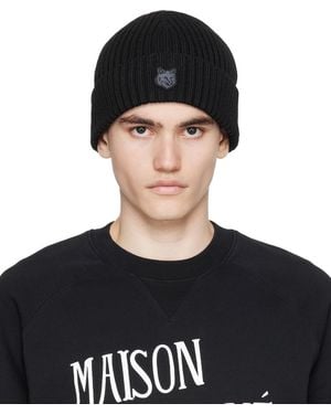 Maison Kitsuné フォックスヘッド パッチ ビーニー - ブラック