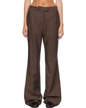 Ganni Pinstripe Wool Pants - Brown