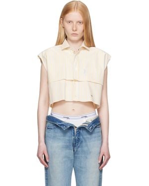 HOMMEGIRLS Sleeveless Layered Cropped Shirt - Blue