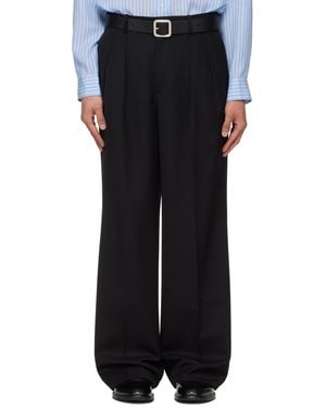 Tonywack Pantalon Ample Noir En Laine À Plis