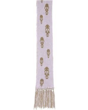 McQueen Écharpe Mauve Et Vert À Motif De Crânes - Multicolore