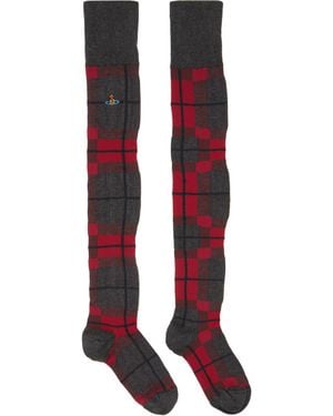 Vivienne Westwood Locharron Over The Knee Socks - Red