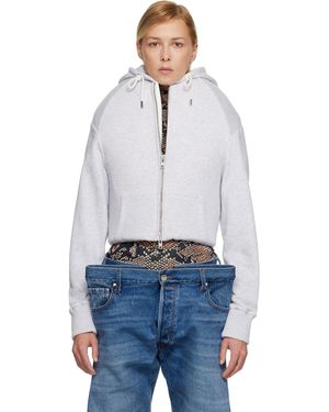 Duran Lantink Pull À Capuche Sculptural Gris À Glissière - Blanc