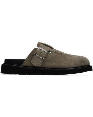 KENZO Sabots Beiges En Suède Mat - Noir