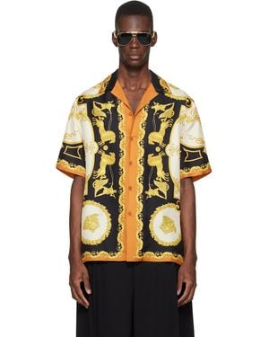 Versace Printed Silk Twill Regular Shirt - Black