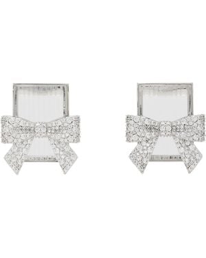 ShuShu/Tong Yvmin Edition Bow-Adorned Square Glass Stud Earrings - Black