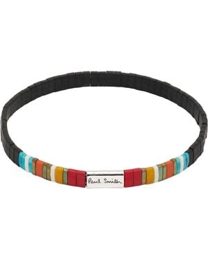 Paul Smith Stripe Flat Bead Bracelet - Black
