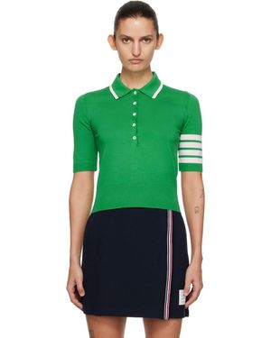 Thom Browne Thom E Hector Intarsia Cotton 4-bar Stripe S/s Polo - Green