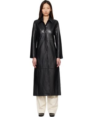 Nour Hammour Gotham Leather Coat - Black