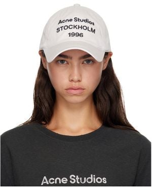 Acne Studios Casquette De Baseball '1996' Blanc Cassé - Noir