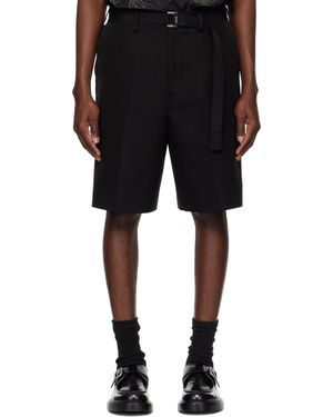 Sacai ブラック シルク コットン ダブルフェイス ショートパンツ