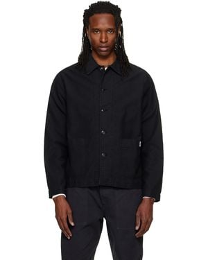 Merz B. Schwanen Cropped Sateen Canvas Worker Jacket - Black
