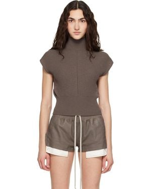 Rick Owens Col Roulé Sans Manches Gris - Marron