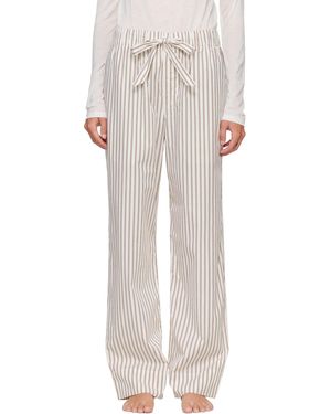 Tekla Pantalon De Pyjama Blanc Cassé Et Brun En Popeline - Gris
