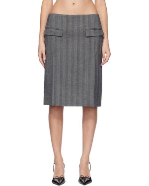 Ferragamo Chenille Pencil Double Slit Midi Skirt - Black