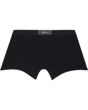 Versace Cotton Ribbed Long Boxer Briefs - Black