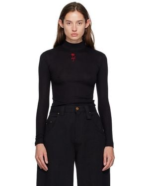 Willy Chavarria Gabriela Mock Neck Top - Black