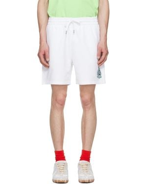CASABLANCA Hotel Emblem Embroidery Patch Sweat Shorts - White