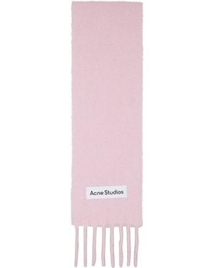 Acne Studios Fringed Logo Scarf - Pink