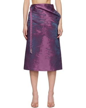DIESEL Satin Denim Midi Skirt - Purple