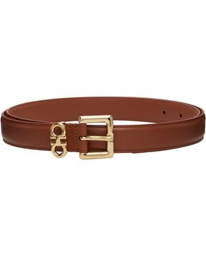 Ferragamo Double Gancini Fixed Belt - Brown