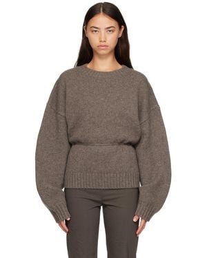 St. Agni Taupe Wool Crew Neck Jumper - Brown
