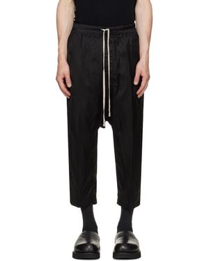 Rick Owens Tower Drawstring Cropped Trousers - Black