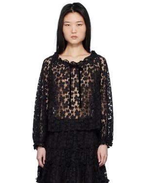 Anna Sui Shadow Blossom Elastic Lace Blouse - Black