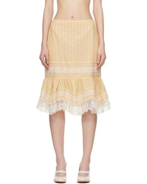 Anna Sui Ruffle Lace Midi Skirt - Natural