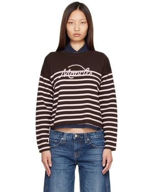 Moncler Pull Brun En Laine À Rayures - Noir