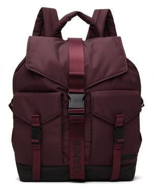 Ganni Burgundy Tech Backpack - Red