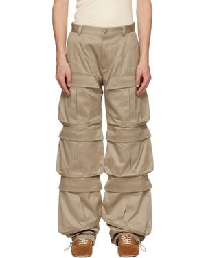 Mugler Cinch Strap Cargo Trousers - Natural