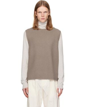 Homme Plissé Issey Miyake Taupe Rustic Knit Vest - Brown