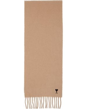 Ami Paris Wool Ami De Coeur Scarf - Natural