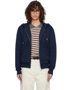 Ami Paris Ami De Coeur Zipped Hoodie - Blue