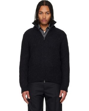 Moncler Alpaca & Wool Zip-Up Cardigan - Black