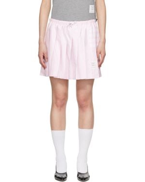 Thom Browne Oxford 4-Bar Drawstring Pleated Miniskirt - White