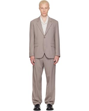 HUGO Taupe Two-Piece Modern-Fit Stretch Twill Suit - Gray