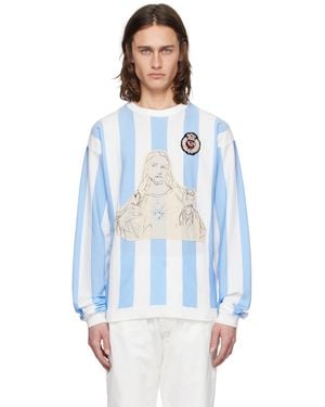 424 Pull blanc et bleu à écusson