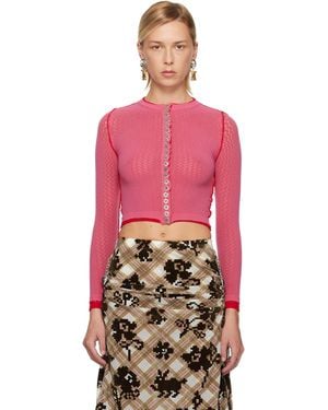 Chopova Lowena Fishnet Cardigan - Red