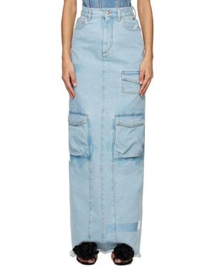 Gcds Blue Ultracargo Denim Maxi Skirt