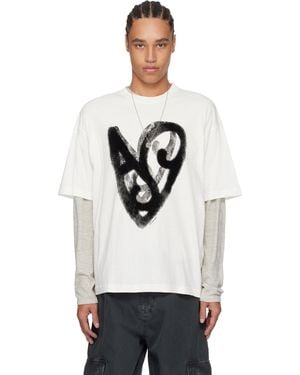 Acne Studios ホワイト プリントTシャツ - ブラック