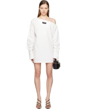 Balmain Open Neck Asymmetric Shirt Minidress - Black