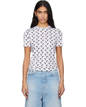Marine Serre Recycled Moon Jersey Second Skin Short Sleeves T-Shirt - Blue